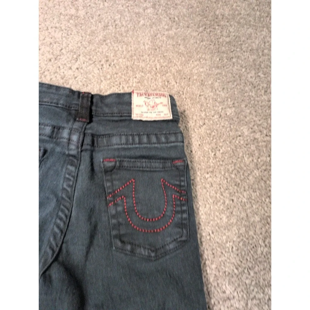 True Religion Boys Skinny Jeans Dark Wash Red Contrast‎ Stitch Size M 5/6